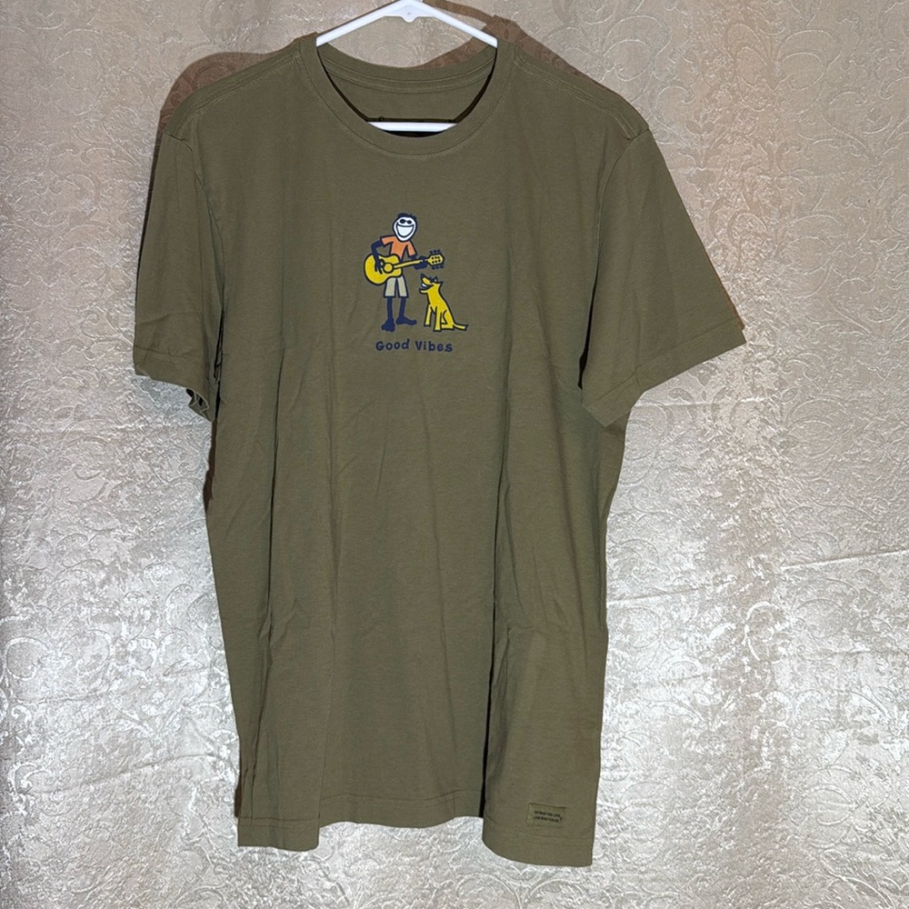 Life Is Good guitar and dog tee. Mens Medium.

 NWT